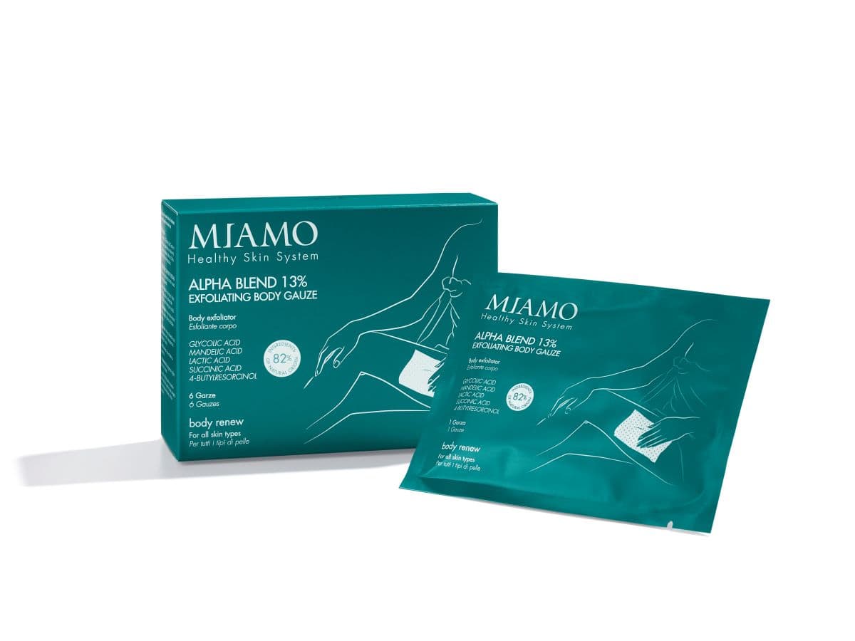 Miamo Body Renew Alpha Blend 13% Exfoliating Body Gauze - Trattamento esfoliante e rigenerante - 6 garze