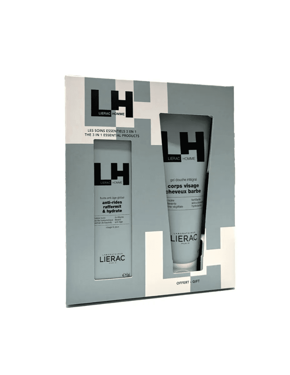 Lierac Cofanetto Homme Fluido Antietà 50 ml + Gel doccia 200 ml - Idea regalo per la festa del Papà