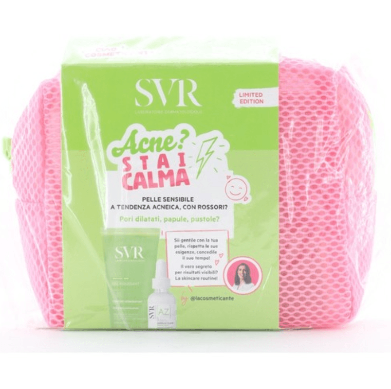 Svr Sebiaclear Cofanetto Antimperfezioni - Ampoule flash concentrato antirossori 30 ml + Gel moussant purificante 200 ml + Pochette