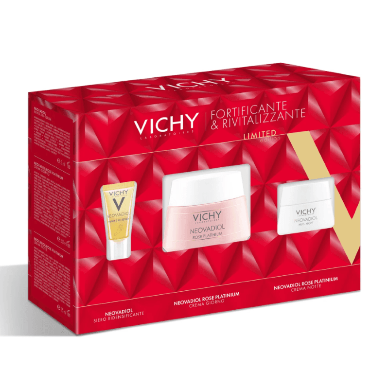 Vichy Cofanetto di Natale 2024 Neovadiol Rose - Siero rivitalizzante 5 ml + Crema giorno fortificante 50 ml + Crema notte illuminante 15 ml