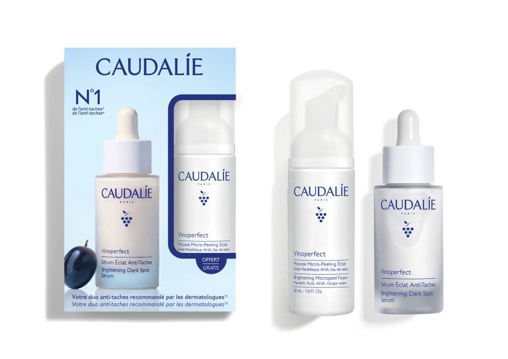 Caudalie Vinoperfect Duo Siero + Micropeeling - Cofanetto illuminante e uniformante - Siero 30 ml + Mousse 50 ml