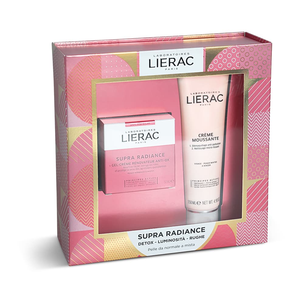 Lierac Cofanetto Supra Radiance Gel - Gel Crema Detox Rinnovatrice 50 ml + Crema mousse struccante 150 ml