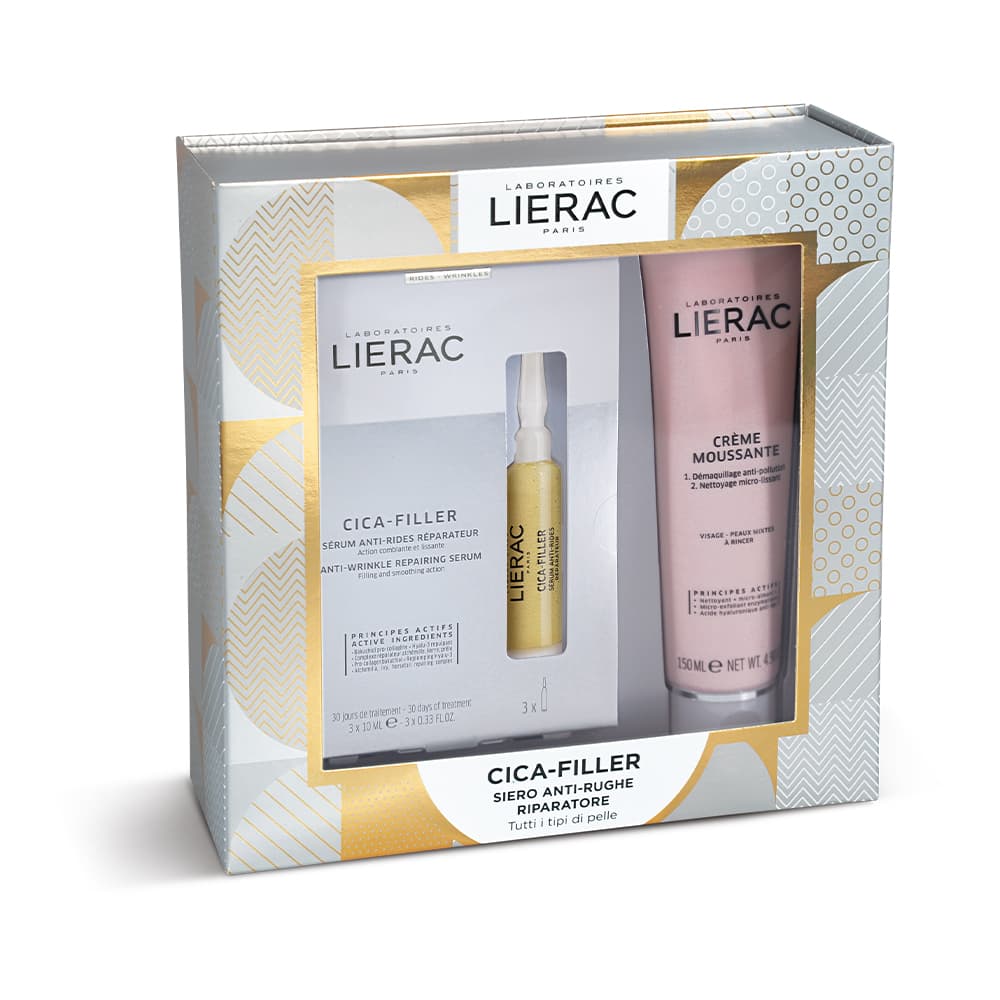 Lierac Cofanetto Cica Filler Siero - Cica-Filler Siero Anti-rughe 3 fiale + Crema mousse struccante viso 150 ml