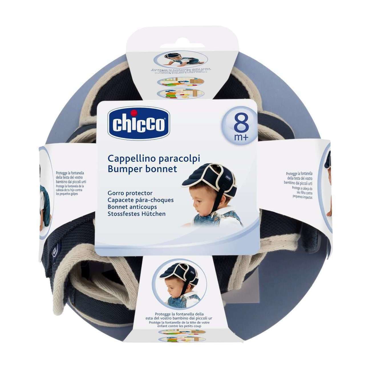 Chicco Cappellino Paracolpi Blu per Neonati 8-18 Mesi