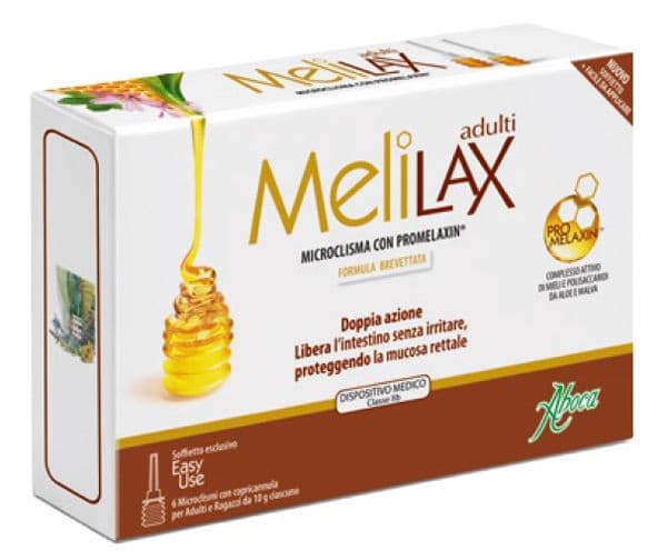 Aboca Melilax Adulti Microclismi Monouso per Stipsi - 6 Pezzi