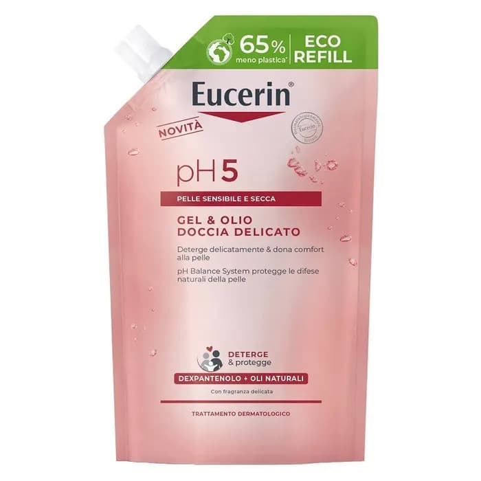 Eucerin pH5 Gel e Olio Doccia Delicato Refill per Pelle Sensibile 400ml