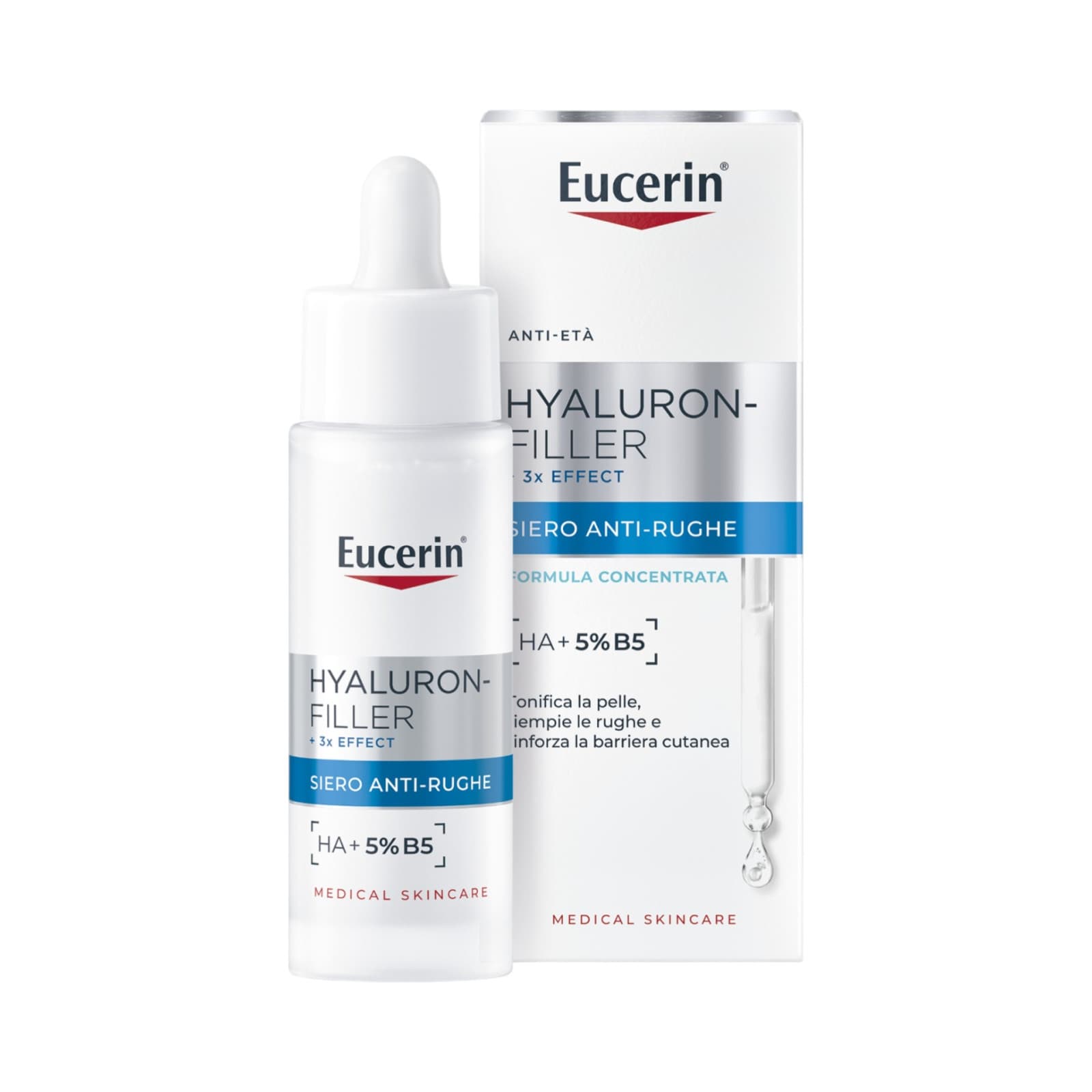 Eucerin Hyaluron-Filler 3X Effect Siero Viso Antirughe Idratante 30ml