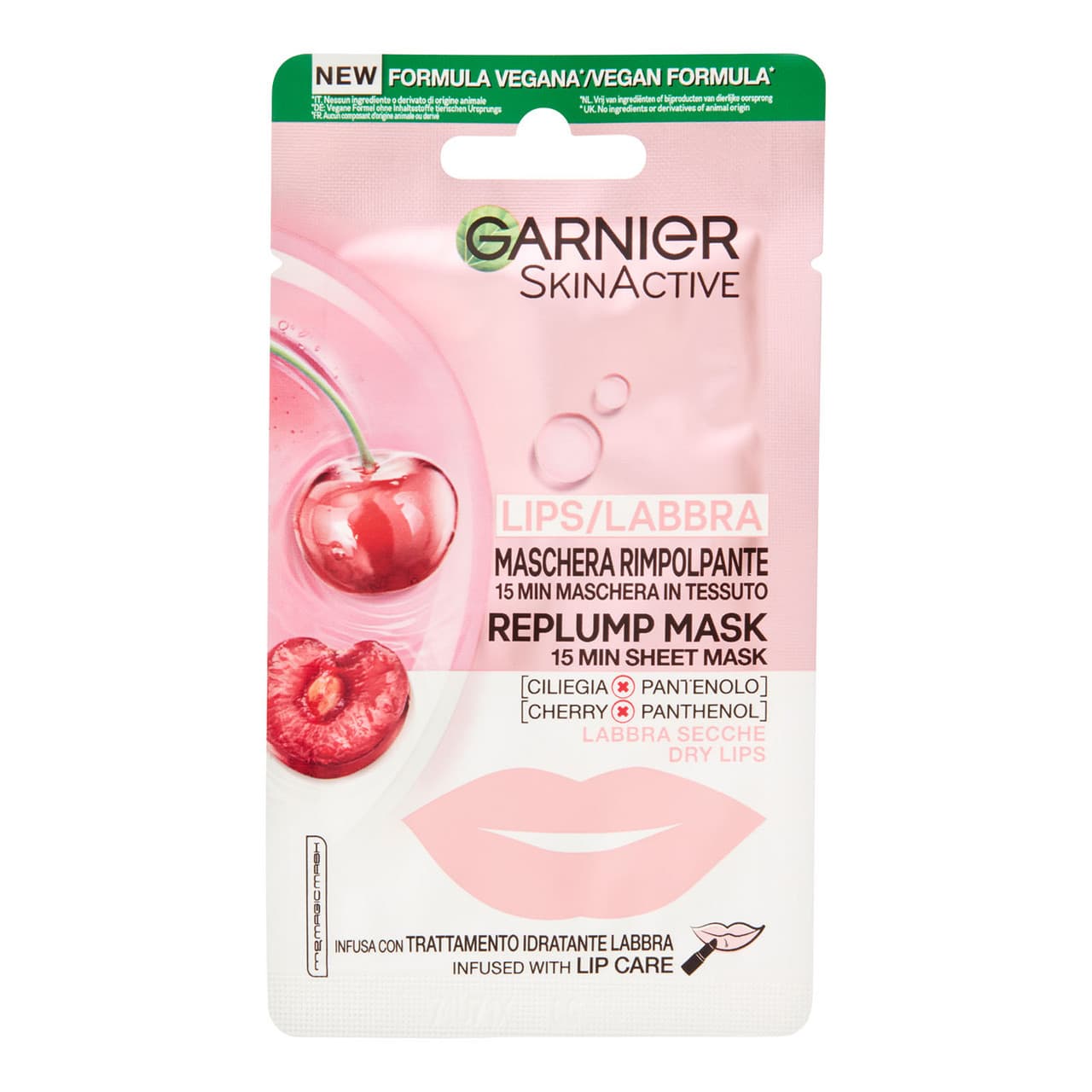 Garnier SkinActive Maschera Labbra Rimpolpante alla Ciliegia Monodose