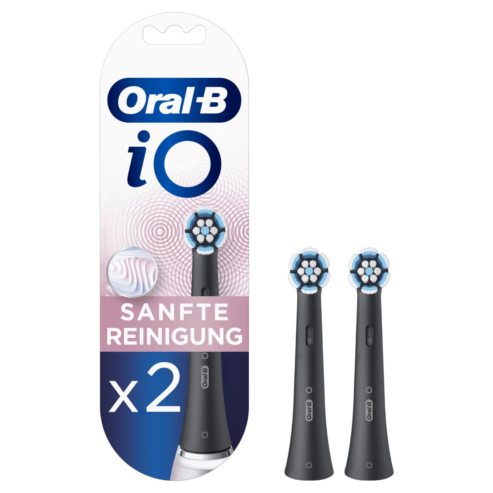 Oral-B iO Gentle Care Testine di Ricambio Nere per Spazzolino Elettrico 2 Pezzi
