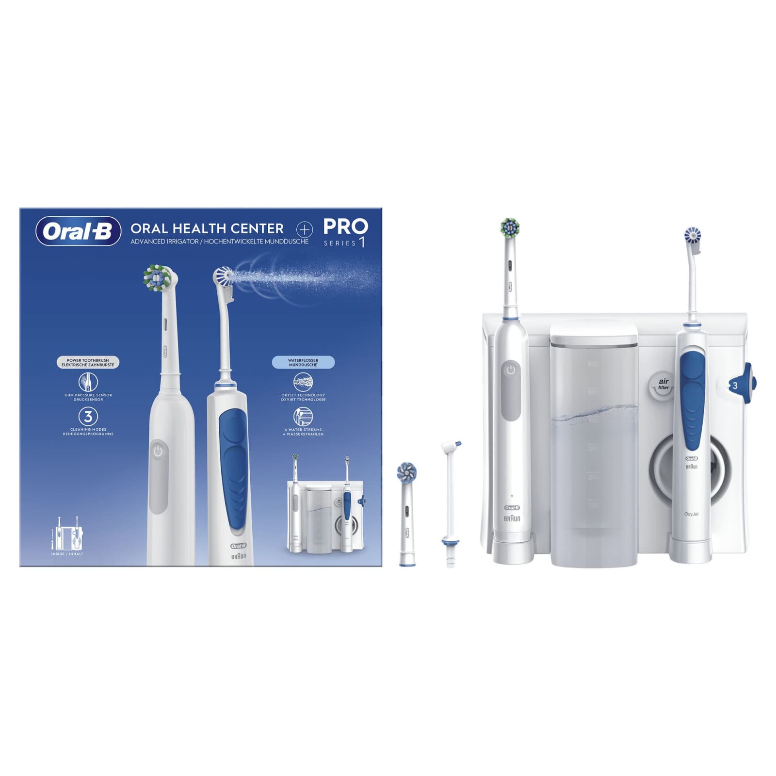 Oral-B Health Center Pro Series 1 Idropulsore con Spazzolino Elettrico Bianco/Blu