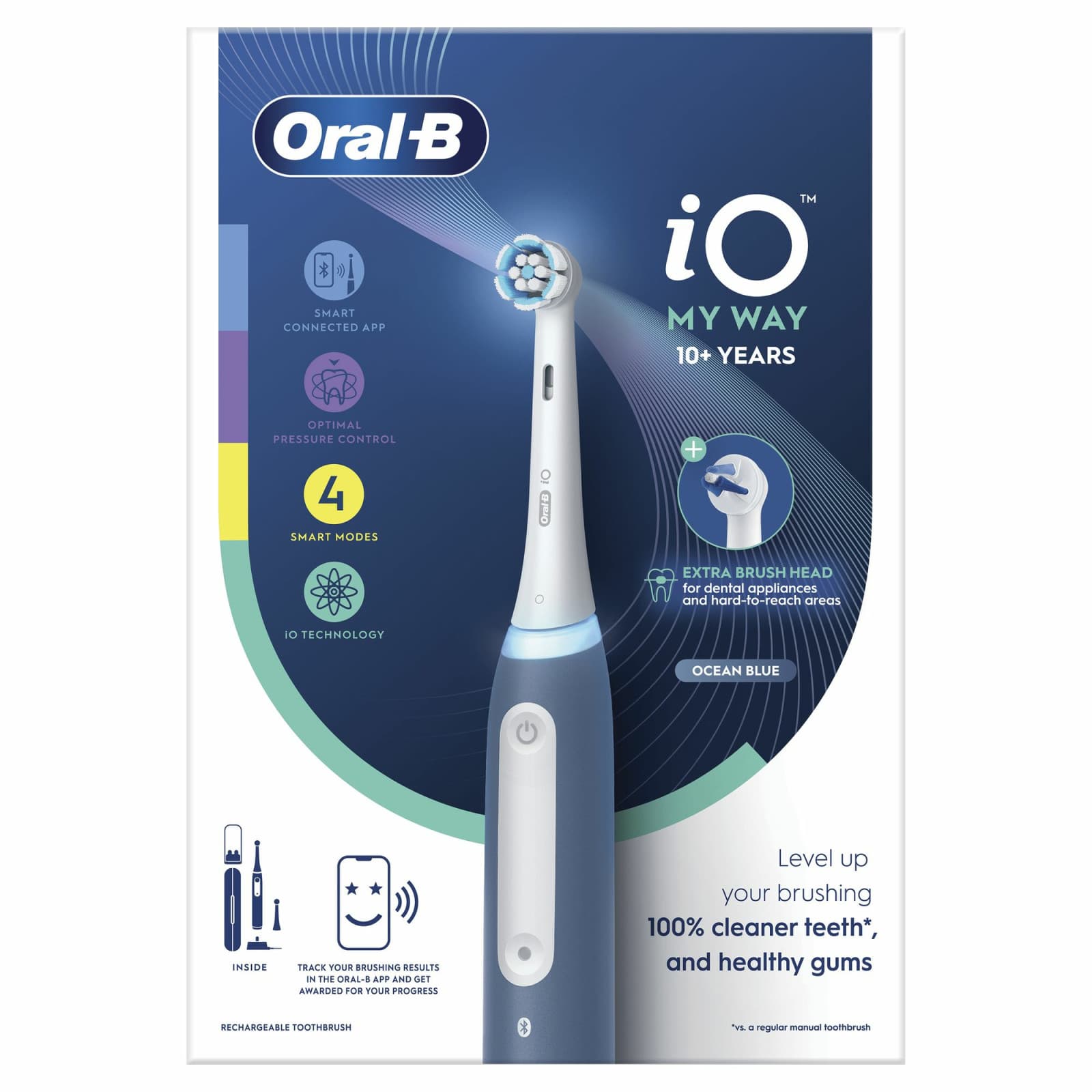 Oral-B iO4 Teen Spazzolino Elettrico Blu con Sensore Pressione Intelligente