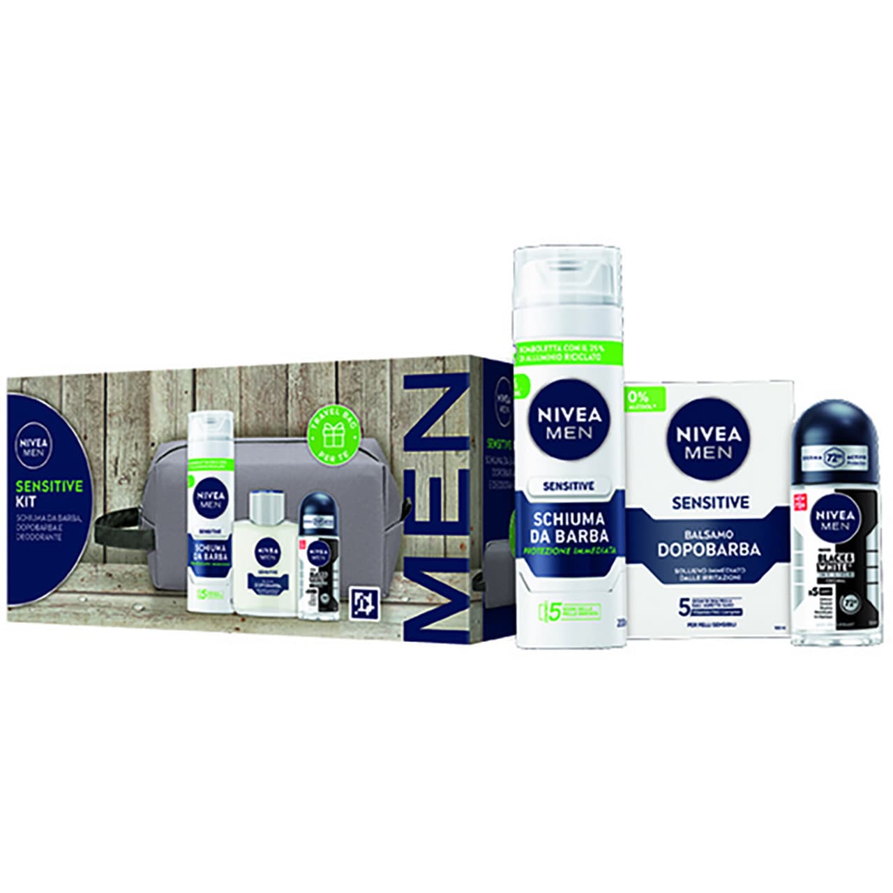 Nivea Men Sensitive Kit Cofanetto con Schiuma, Balsamo e Deodorante