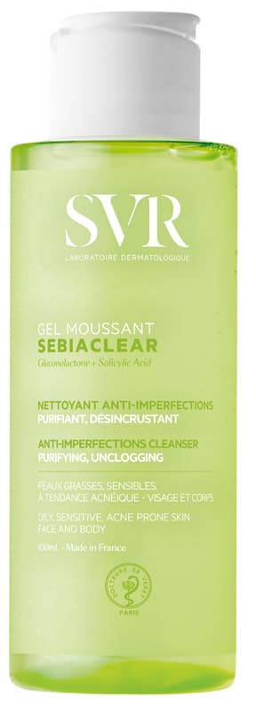 Svr Sebiaclear Gel Moussant Viso e Corpo - Detergente antimperfezioni per pelle grassa a tendenza acneica - 100 ml
