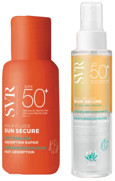 Svr Sun Secure Summer Set - Aqua fluide SPF50+ 50 ml + Eau solaire SPF50+ 100 ml + Pochette + Scrunchie