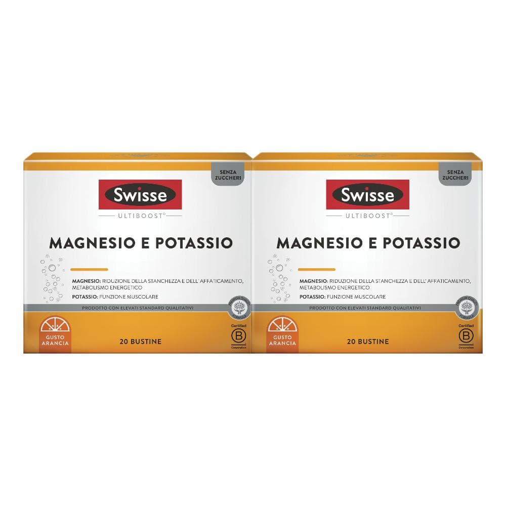 Swisse Magnesio e Potassio - Integratore per stanchezza ed affaticamento - confezione Bipack - 40 buste