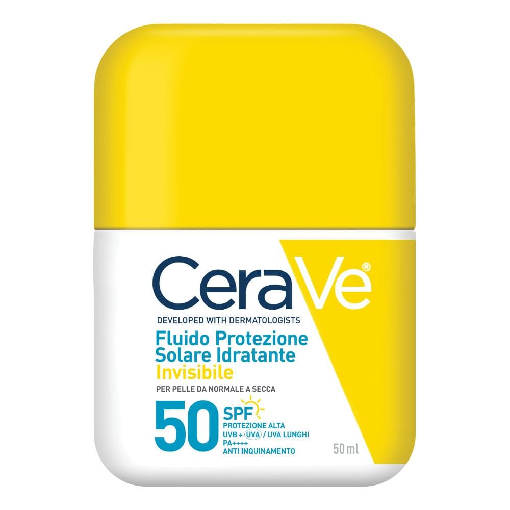 Cerave Fluido Protezione Solare Idratante SPF50 - Protezione solare invisibile per pelle da normale a secca - 50 ml