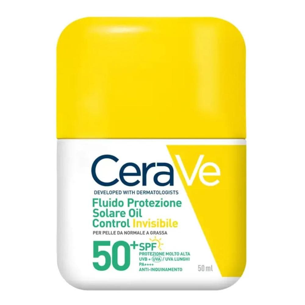 Cerave Fluido Protezione Solare Oil Control SPF50+ - Protezione solare invisibile per pelle da normale a grassa - 50 ml