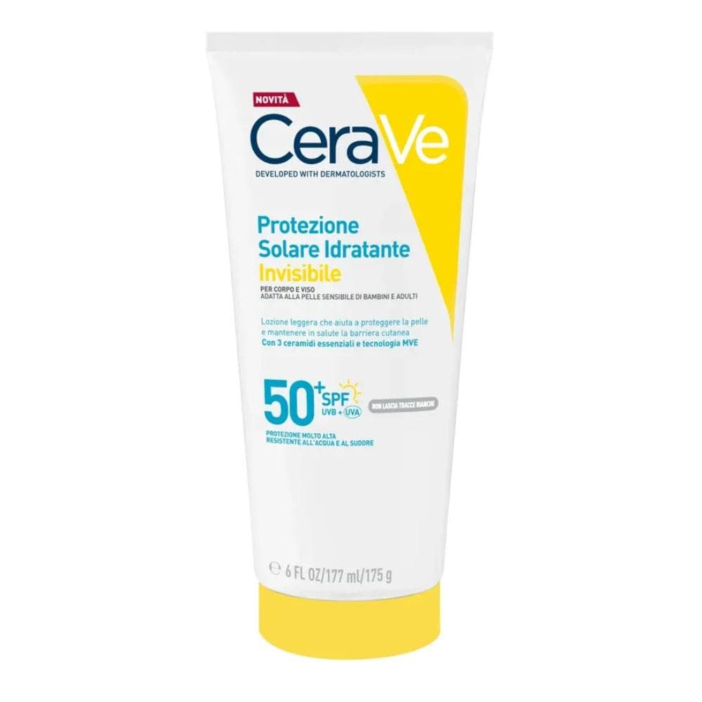 Cerave Protezione Solare Idratante Invisibile SPF50+ - Protezione solare alta per viso e corpo - 200 ml