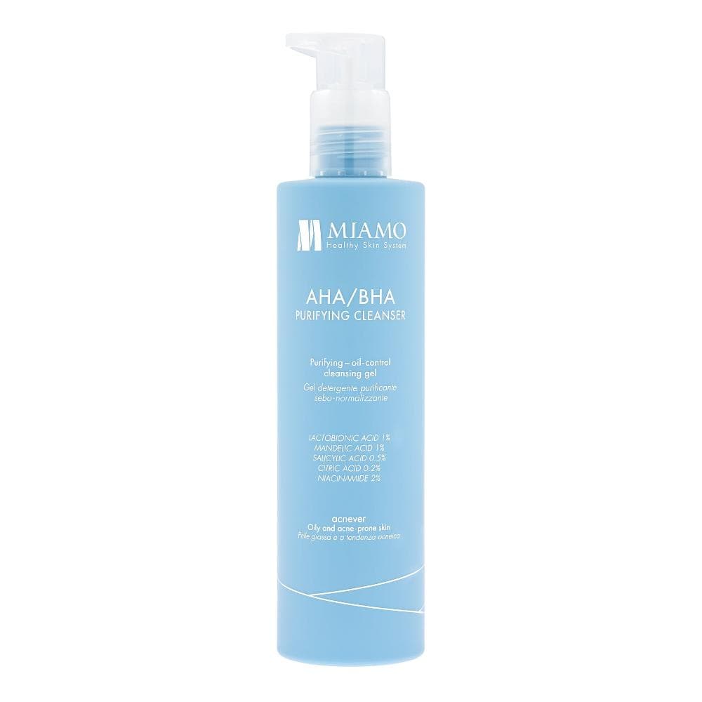 Miamo Acnever AHA/BHA Purifyng Cleanser - Gel detergente sebo normalizzante per pelle grassa a tendenza acneica - 250 ml
