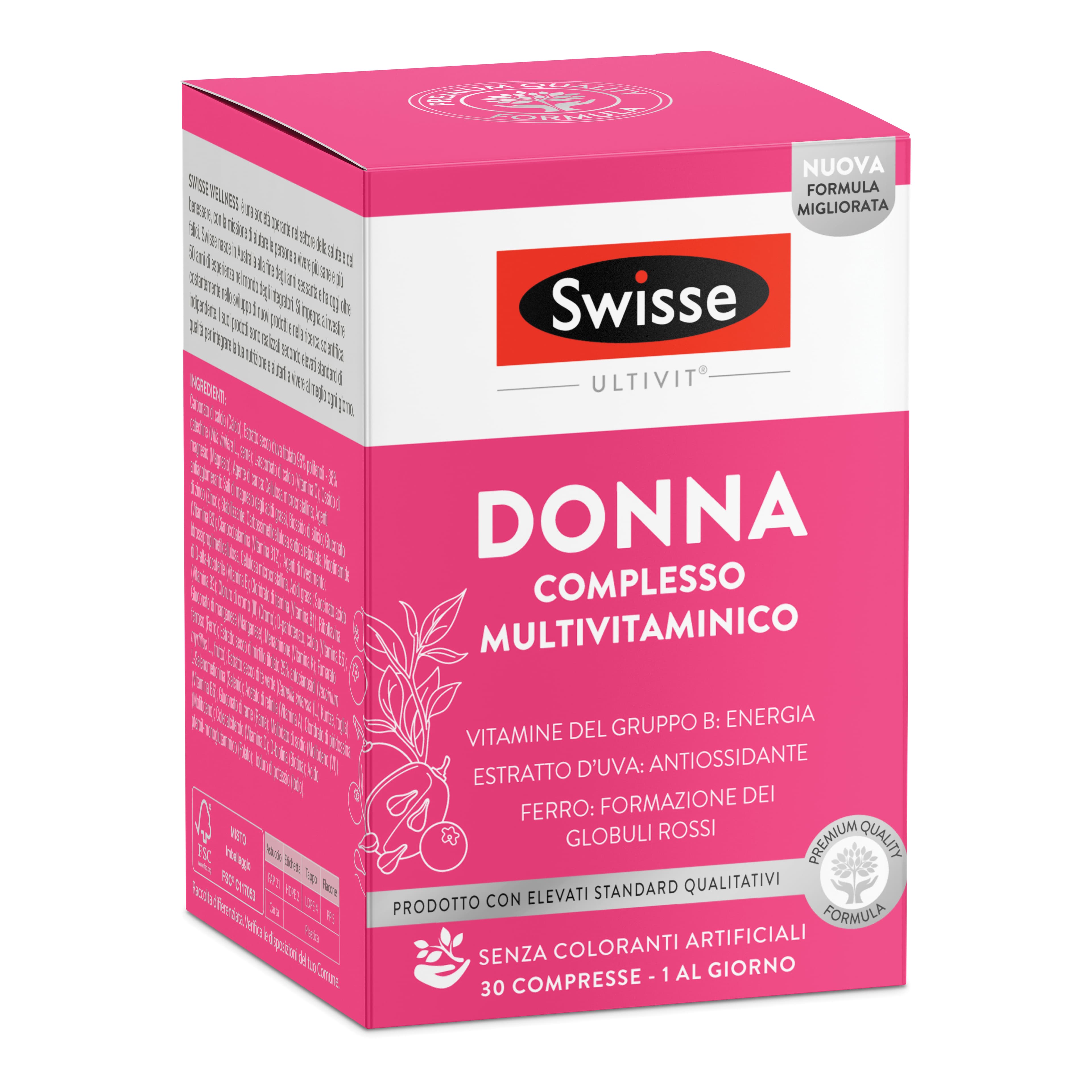 Swisse Multivitaminico Donna - Integratore alimentare a base di vitamine e minerali - 30 compresse