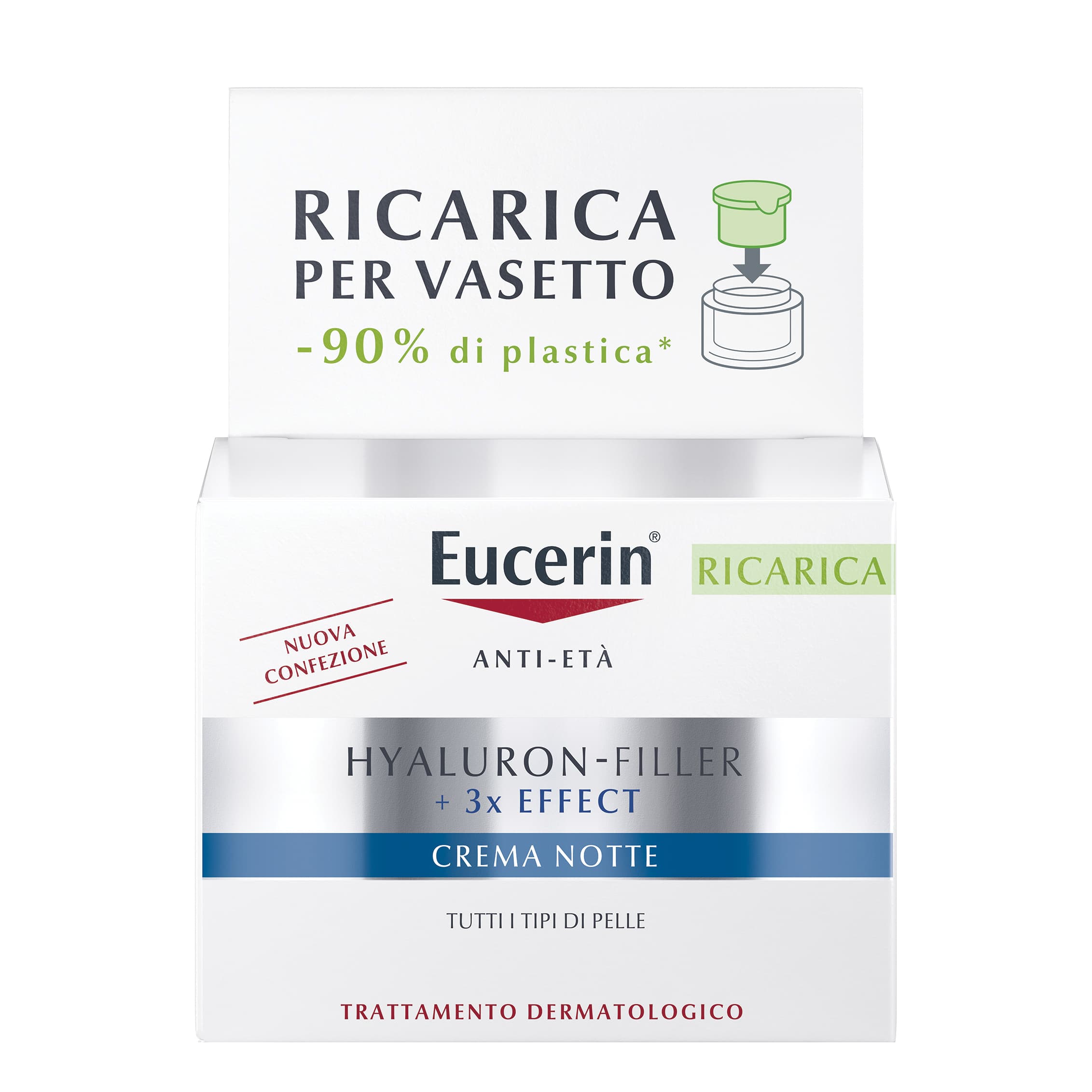 Eucerin Hyaluron Filler +3X Effect Ricarica Crema Viso Notte - Refill crema notte antietà - 50 ml