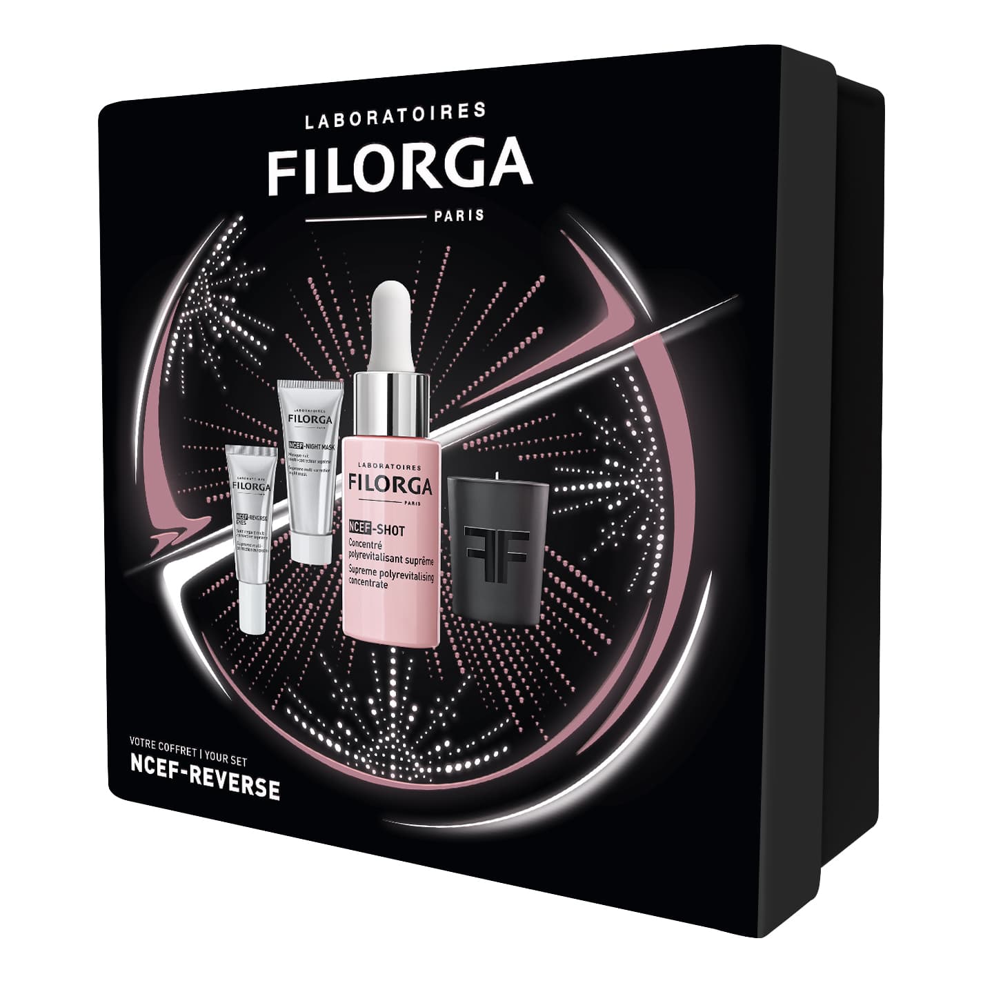 Filorga Cofanetto di Natale 2023 NCEF - NCEF Shot + NCEF Reverse Eyes + NCEF Night Mask + Candela profumata