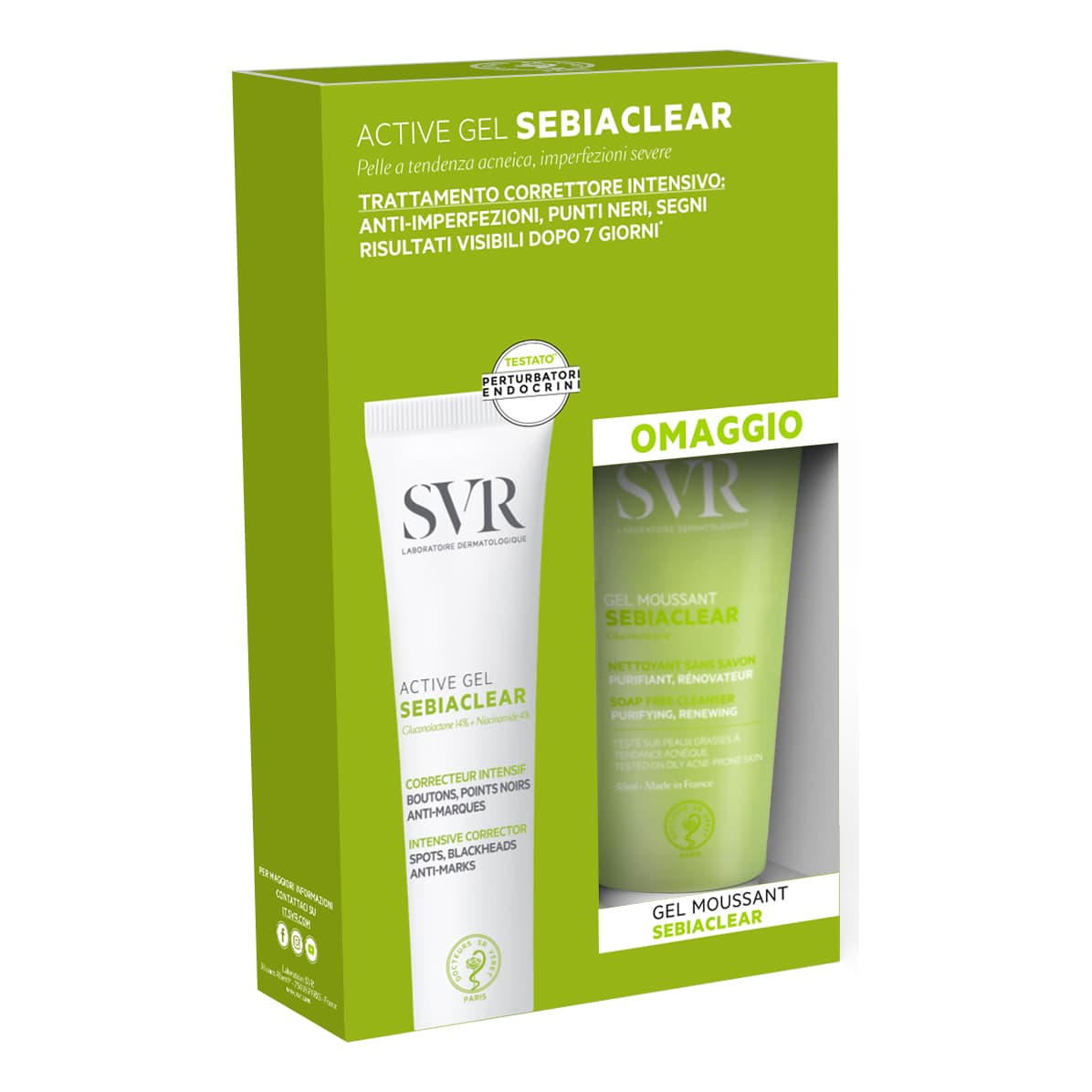 Svr Sebiaclear Cofanetto Antimperfezioni - Active gel trattamento correttore intensivo 40 ml + Gel moussant detergente purificante 55 ml