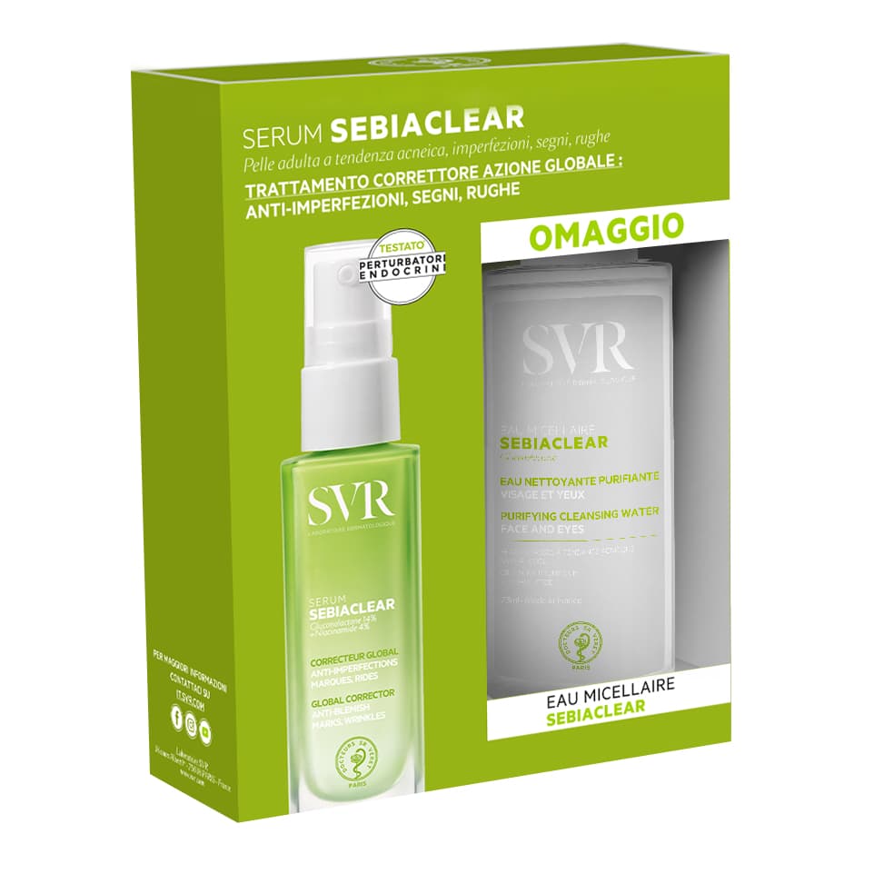 Svr Sebiaclear Cofanetto Correttore Azione Globale - Serum correttore intensivo 30 ml + Eau Micellaire purificante 75 ml