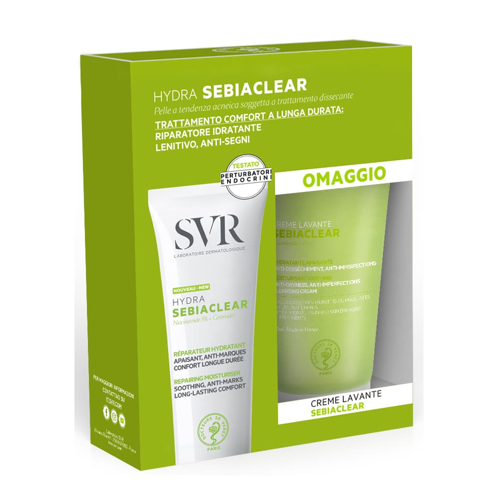 Svr Sebiaclear Cofanetto Riparatore Anti-Segni - Hydra crema idratante antimacchie 40 ml + Creme lavante detergente anti-imperfezioni 55 ml