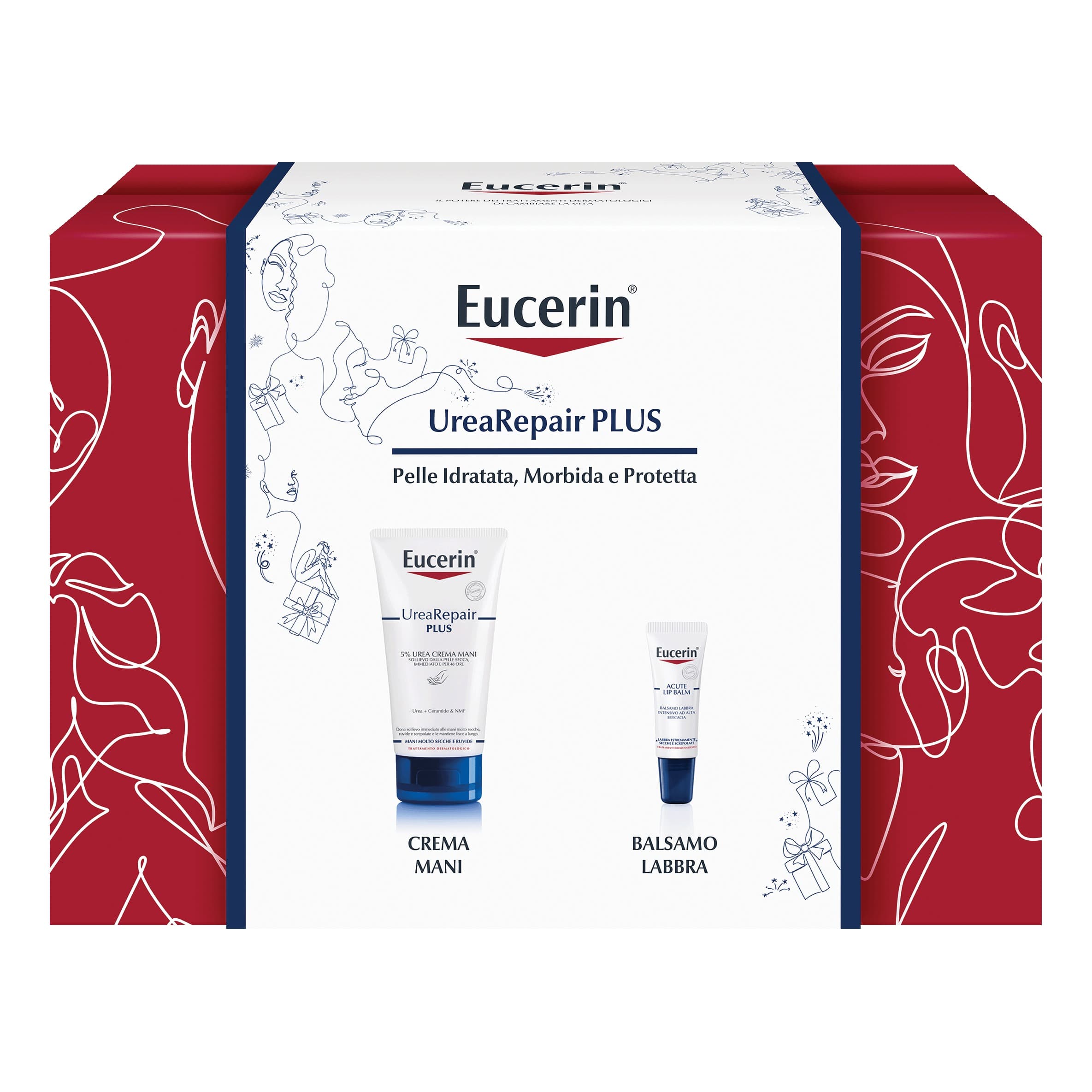 Eucerin Cofanetto di Natale 2023 UreaRepair Plus - Crema mani 75 ml + Balsamo labbra 10 ml