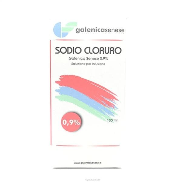 Soluzione di cloruro di sodio 0,9% flacone da 100 millilitri sterile per uso medico e sanitario