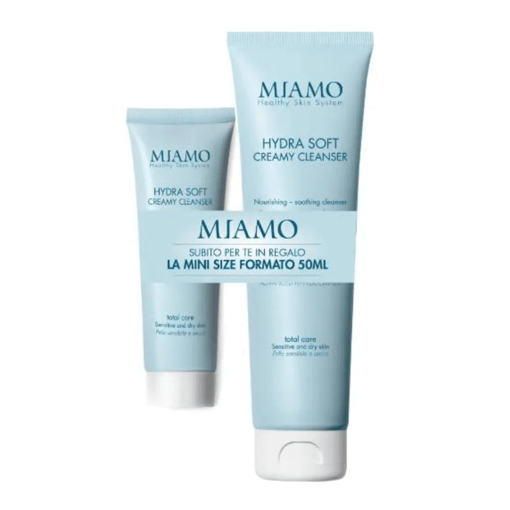 Miamo Duo Hydra Soft Creamy Cleanser Total Care Crema Detergente Viso, 150ml + Travel Size 50ml