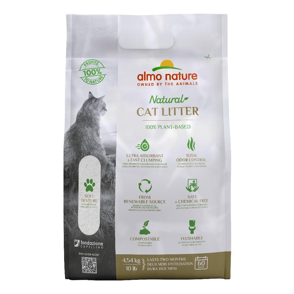 Almo Nature Cat Litter Lettiera Vegetale per Gatti 4,54 kg Ultra Assorbente Anti Odore
