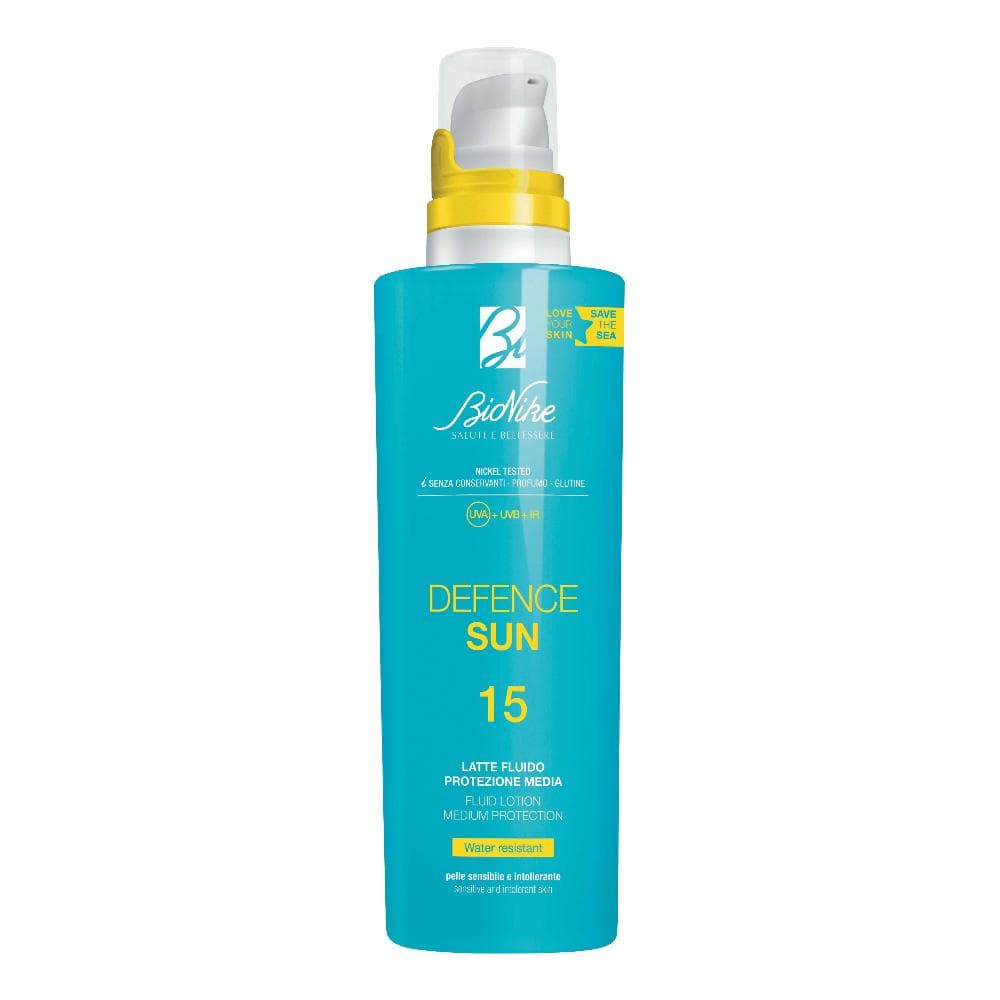 BioNike Defence Sun - Latte Solare Fluido SPF15 Protezione Media, 200ml