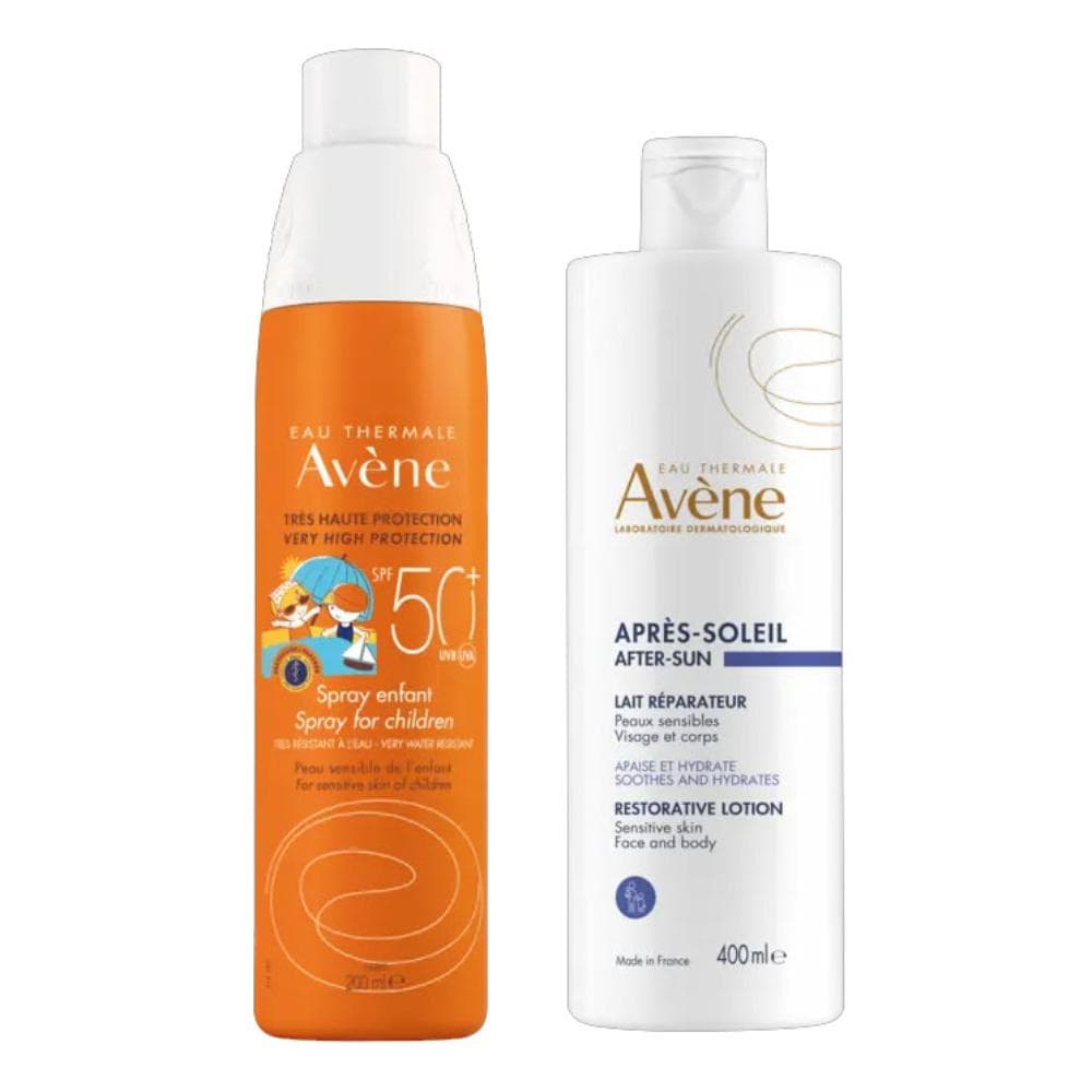 Avene Eau thermale solare spray bambino spf50+ 200 ml + ristrutturante doposole 50 ml
