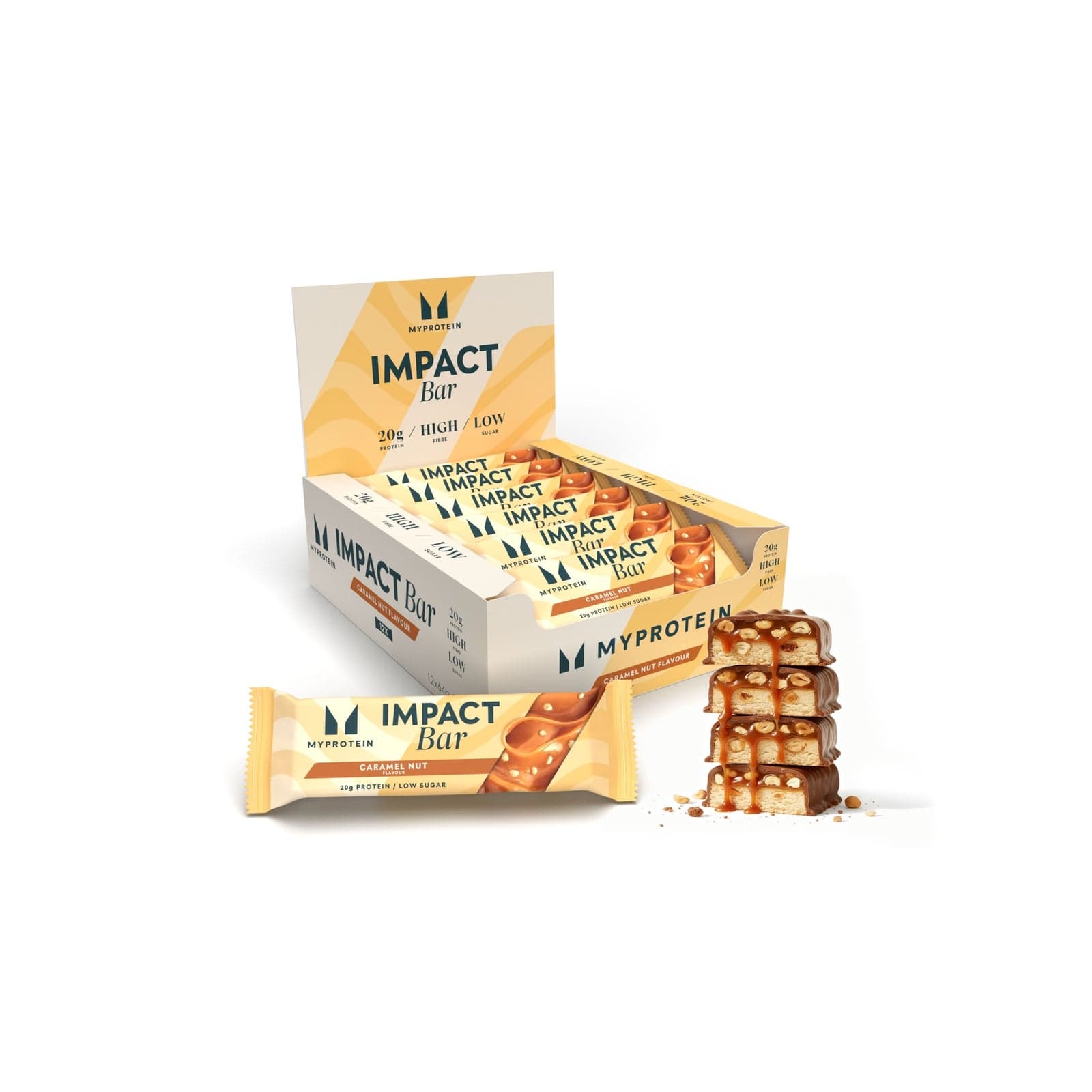 Impact protein bar - 12 x 64g - Caramello e noci