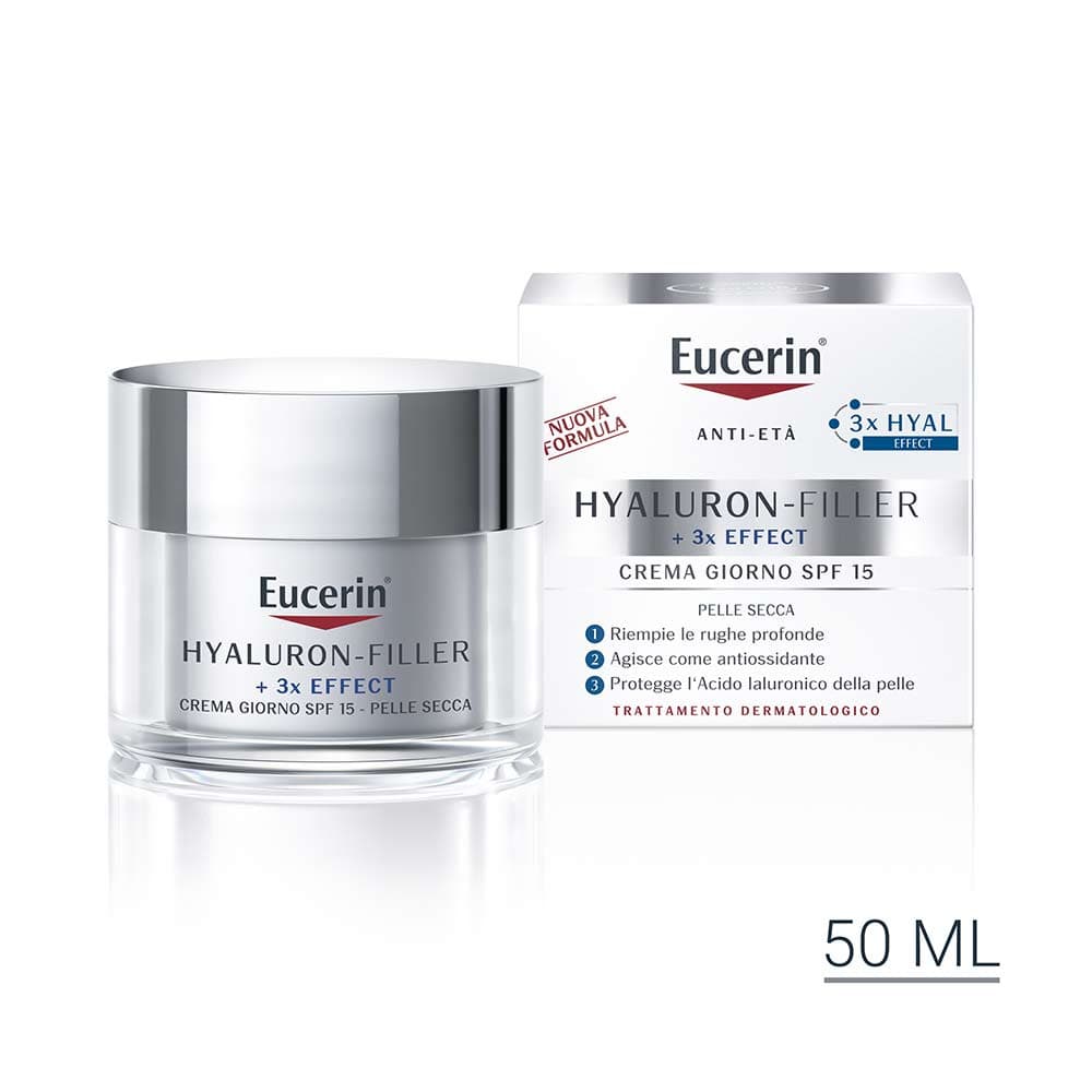 Eucerin Hyaluron Filler - +3x Effect Crema Giorno SPF15 per Pelle Secca, 50ml