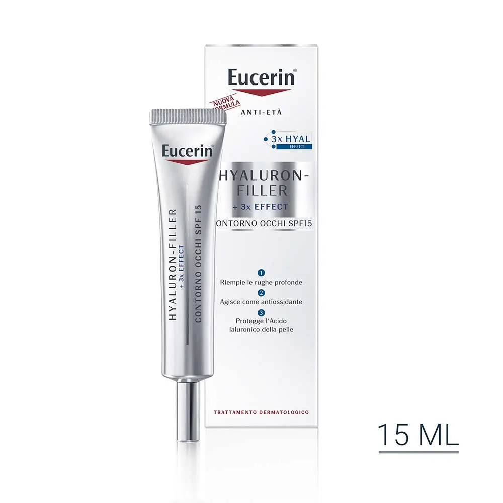 Eucerin Hyaluron Filler - +3x Effect Crema Contorno Occhi Anti Età, 15ml
