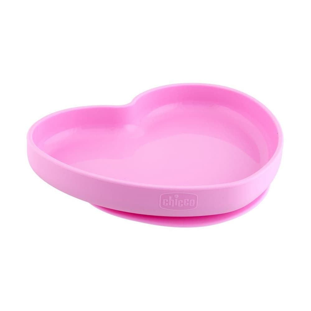 Chicco Piatto Cuore in Silicone con Ventosa Colore Rosa, 1 Pezzo