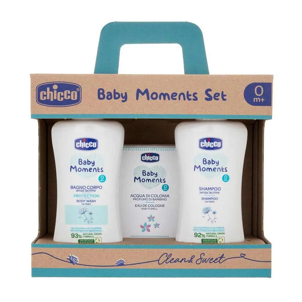 Chicco Baby Moments - Cofanetto Bagno Corpo + Shampoo + Acqua di Colonia
