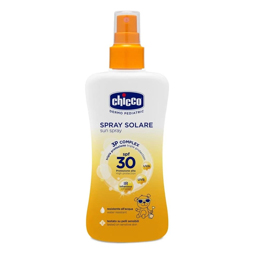 Chicco Latte Solare Spray SPF 30 Protezione Alta IR UVA UVB Bambini, 150ml