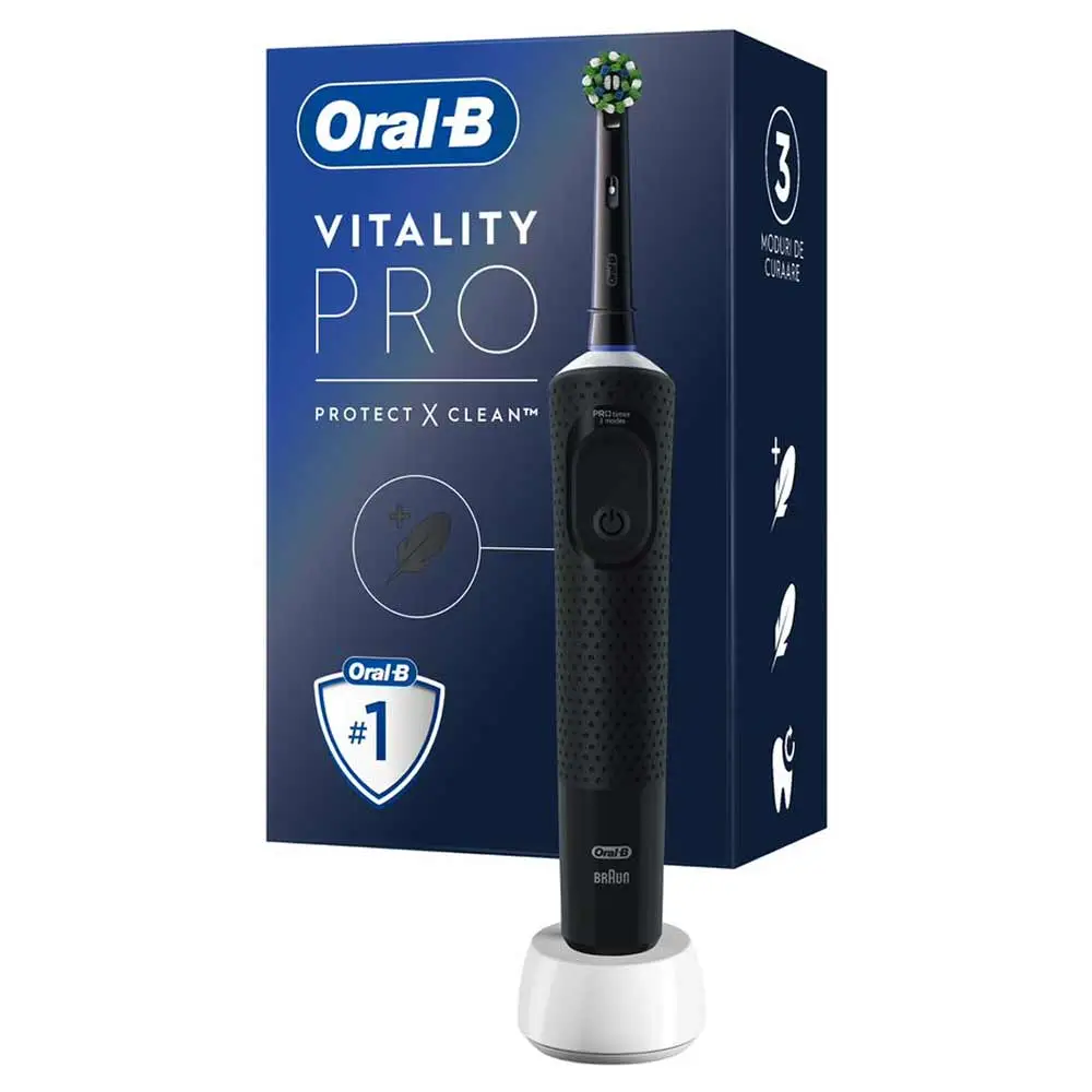 Oral-B Spazzolino Elettrico Ricaricabile Vitality Pro Nero, 1Testina 1Spazzolino