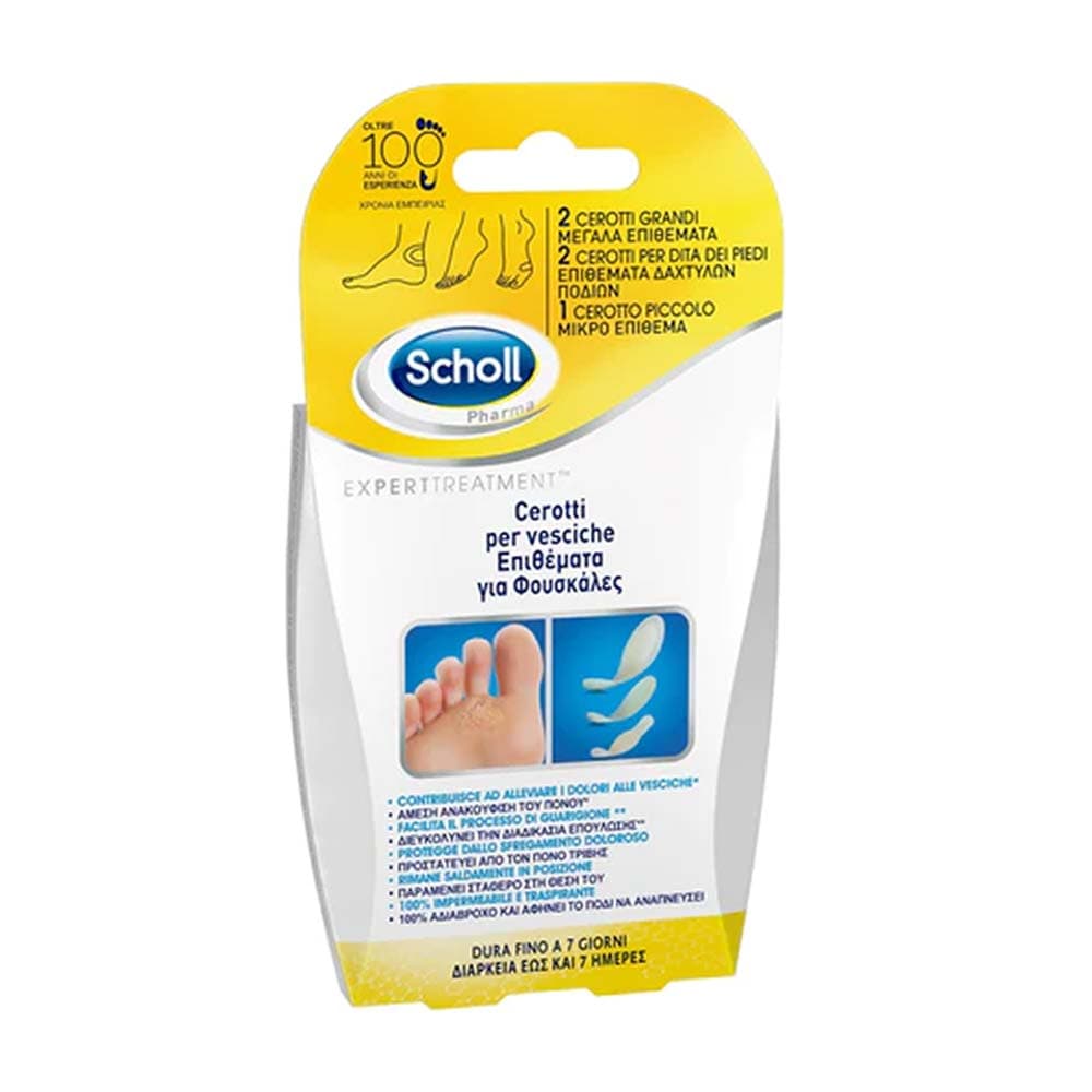 Scholl Cerotti per Vesciche Varie Misure, 2 Grandi + 2 Dita Piedi + 1 Piccolo