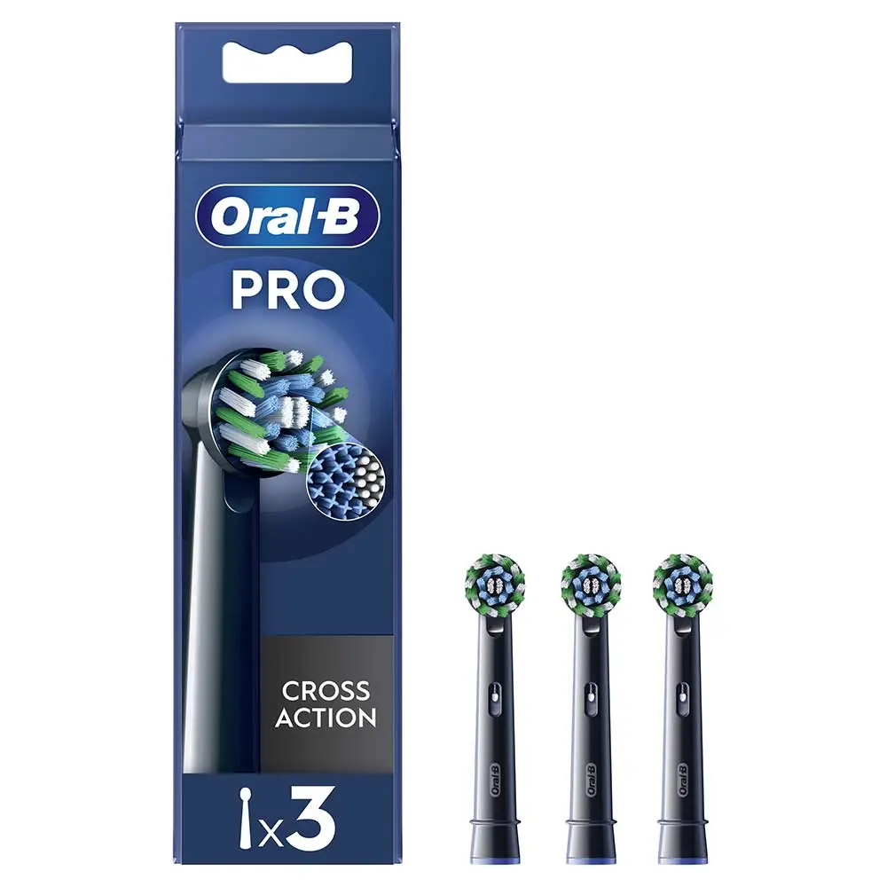 Oral-B Pro Cross Action Black Testine di Ricambio, 3 Testine