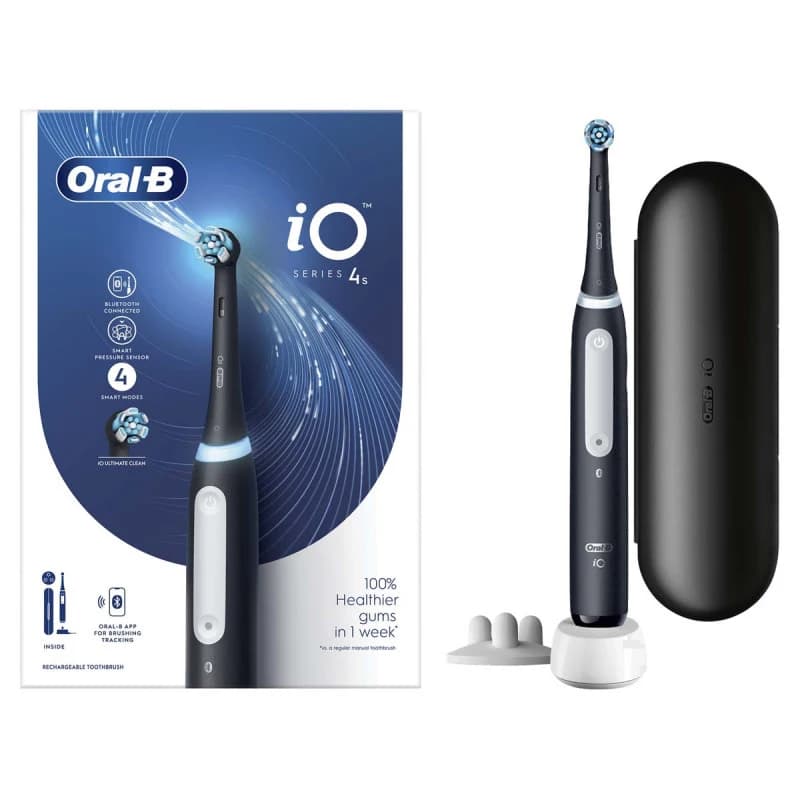 Oral-B iO - 4S Spazzolino Elettrico Ricaricabile Nero con Tecnologia Magnetica
