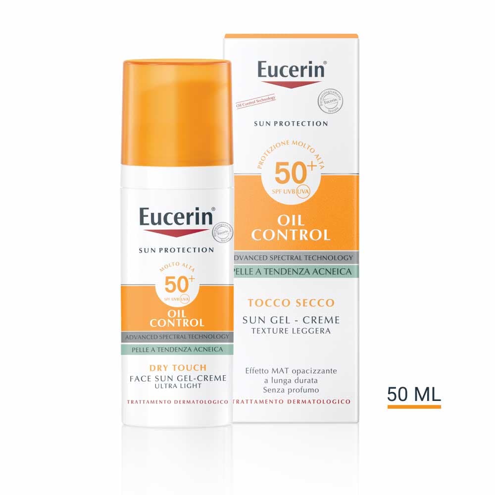 Eucerin Sun Protection - Gel Crema Solare SPF50+ Pelle Tendenza Acneica, 50ml