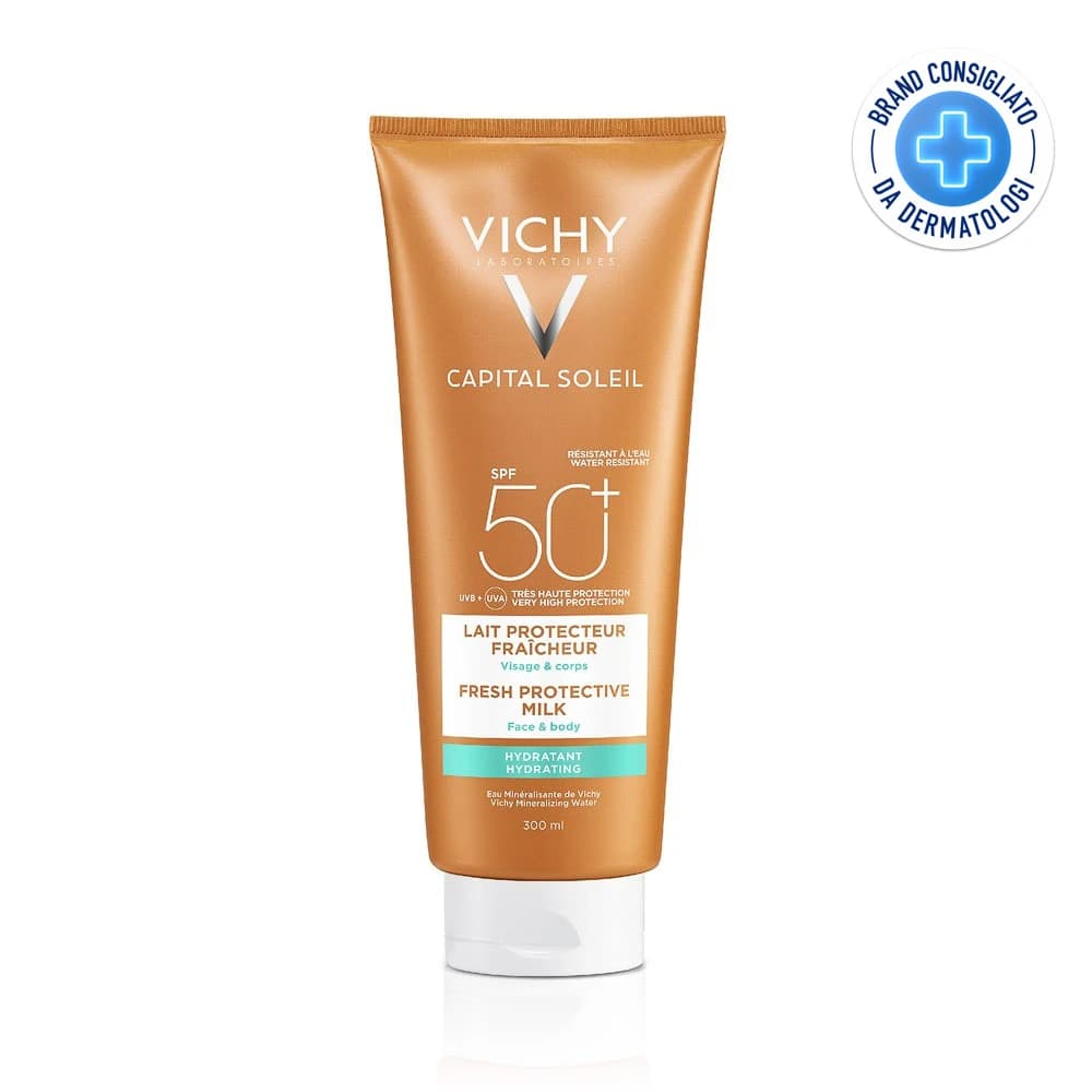 Vichy Capital Soleil - Latte Idratante Fresco Viso e Corpo SPF 50+, 300ml