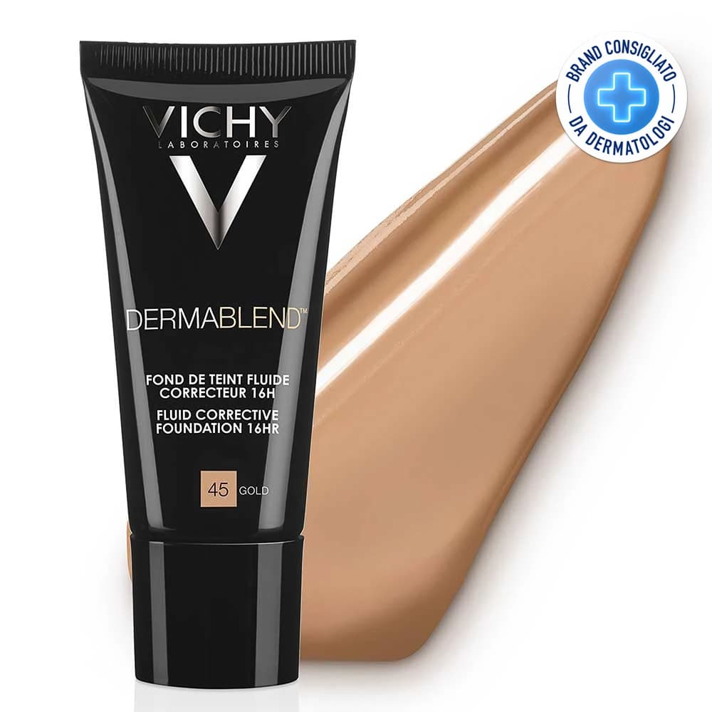 Vichy Dermablend - Fondotinta Correttore Fluido 16H Tonalità 45 Gold, 30ml