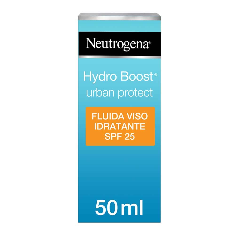 Neutrogena Hydro Boost Fluida Viso SPF25 Idratante con Acido Ialuronico e con Protezione Solare Antiossidanti Vitamina C, 50ml