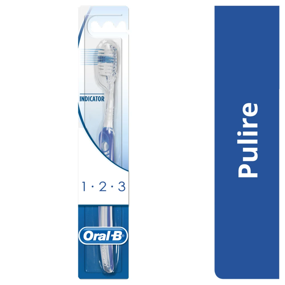 Oral-B 1.2.3 Indicator 40 Medio Spazzolino Manuale Adulti Setole Medie, 1 Pezzo